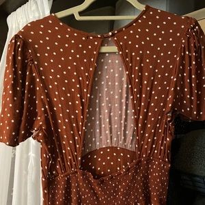 *SOLD* Polkadot burnt red dress with open back